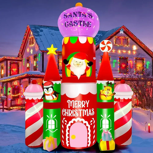 10 ft Christmas Santa's Castle LED Inflatable Decoration
