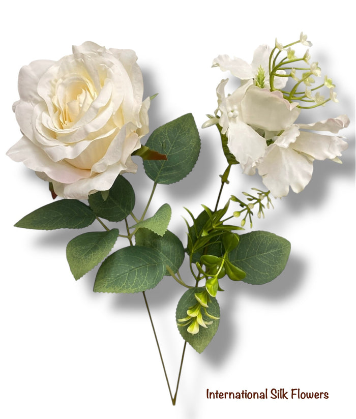 19'' Rose/Hydrangea Bush ( INT5503-Beige )