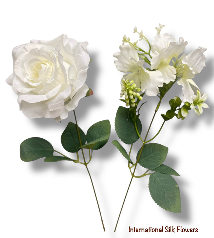 19'' Rose/Hydrangea Bush ( INT5503-Cream )