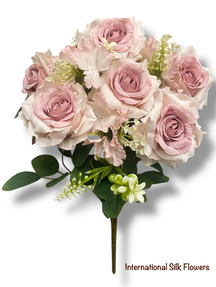 19'' Rose/Hydrangea Bush ( INT5503-Mauve )