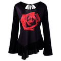 3D Rose Print Flare Top