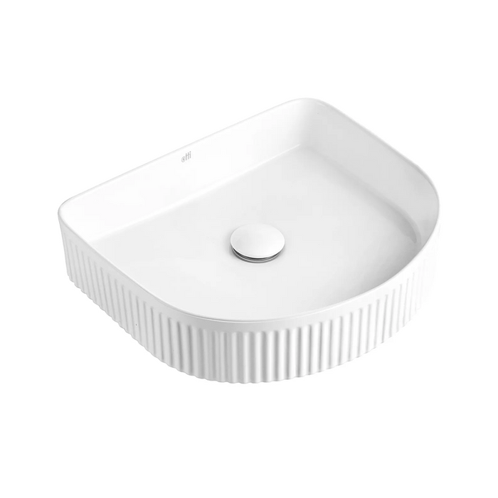 415mm Arched Matte White Fluted Above Counter Basin - Acqua Bathrooms