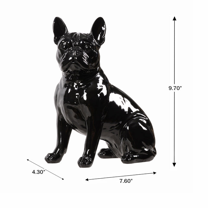 53003-BK - 10" H French Bulldog Statue in Black Home Decor Indoor Use Only Hi-Line Gift Ltd.