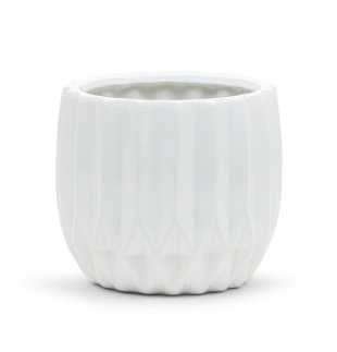 6'' Large Unique Modern White Pot ( CUD0306-WT )