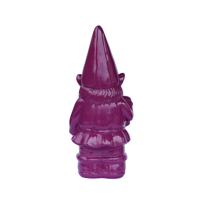75616-09-PP - Garden Gnome Statue Holding Lantern-Purple