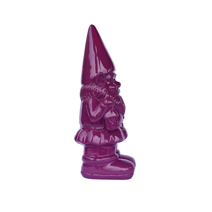 75616-09-PP - Garden Gnome Statue Holding Lantern-Purple