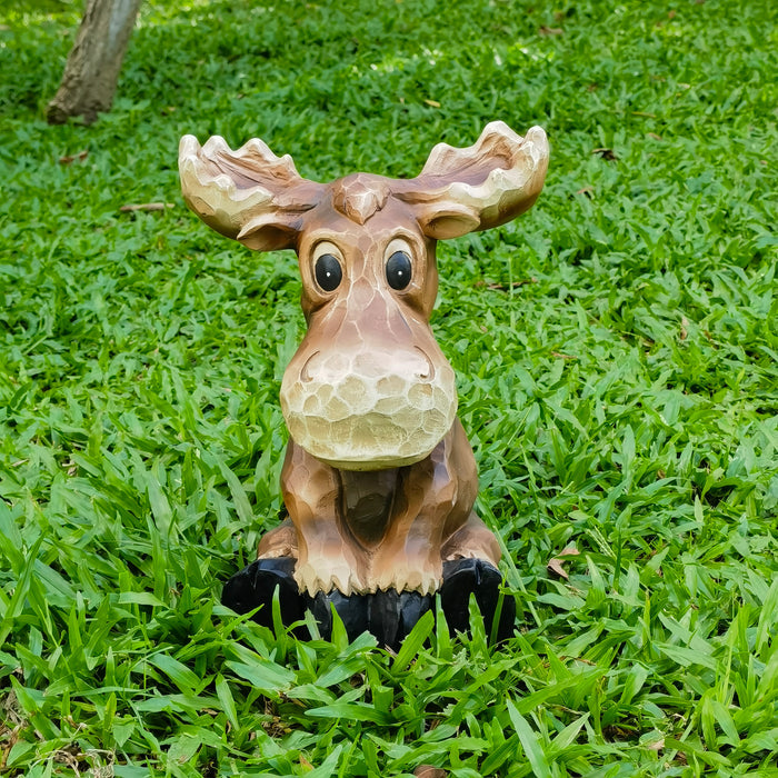 75624-C - Sitting Moose Garden Statue Decor Hi-Line Gift Ltd.