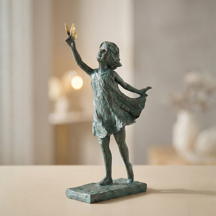 77182-C - Girl with Butterfly Sculpture Hi-Line Gift Ltd.