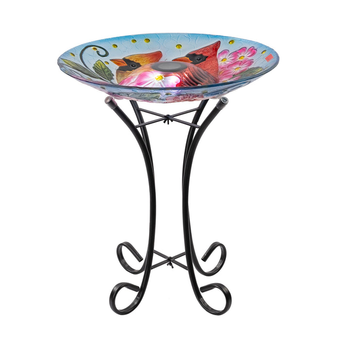 78415-U - Solar Cardinal Bird Bath Hi-Line Gift Ltd.