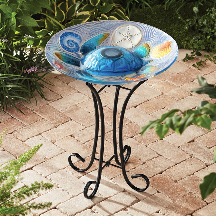 78415-X - Solar Sea Turtle Bird Bath Hi-Line Gift Ltd.