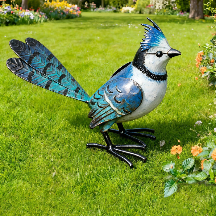 78938-01 - Metal Miniature Blue Jay Statue Hi-Line Gift Ltd.