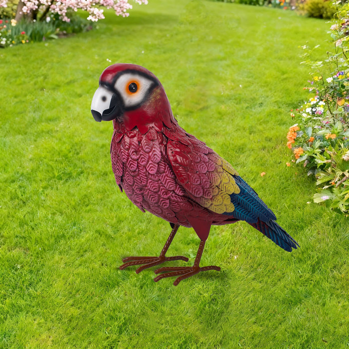 78943-01 - Metal Scarlet Macaw Statue Hi-Line Gift Ltd.
