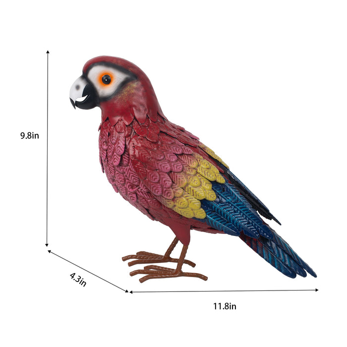 78943-01 - Metal Scarlet Macaw Statue Hi-Line Gift Ltd.