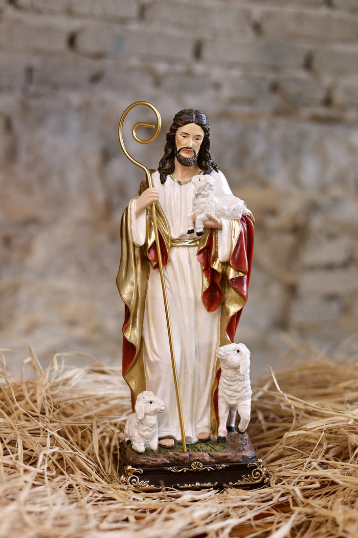 81716-12 - 12in Good Shepherd Figure Statue Religious Decor