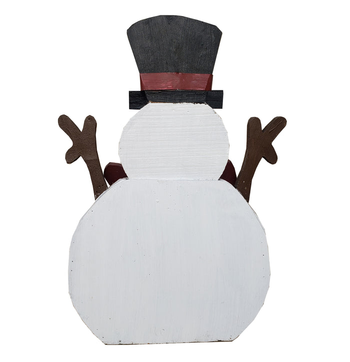 85255-H - 21.5in Wooden Snowman with Tree Christmas Decor Indoor Outdoor Use Hi-Line Gift Ltd.