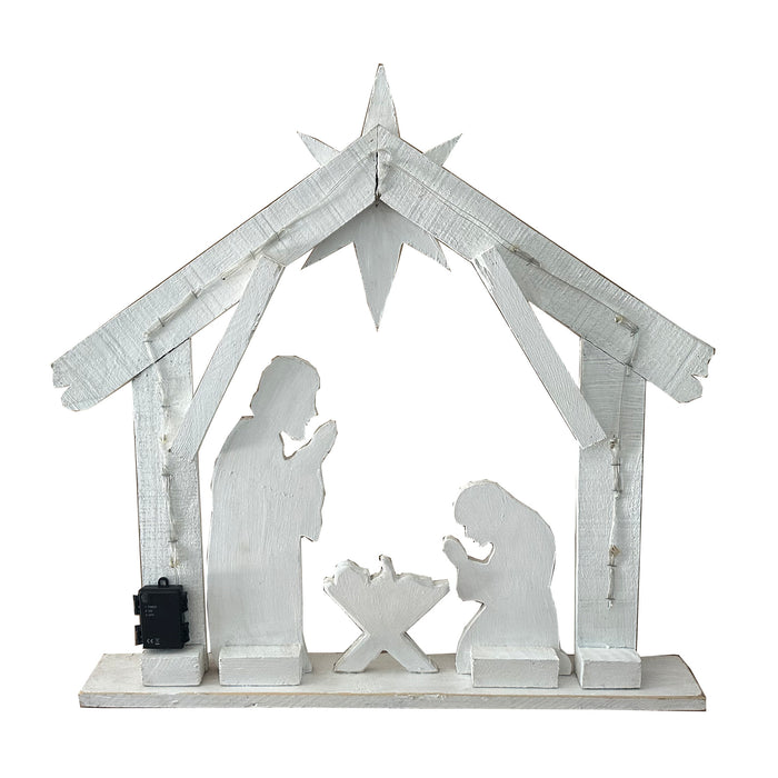 85255-M - 30in Lighted Wooden Nativity Family with Timer Battery Operated Christmas Decor Hi-Line Gift Ltd.