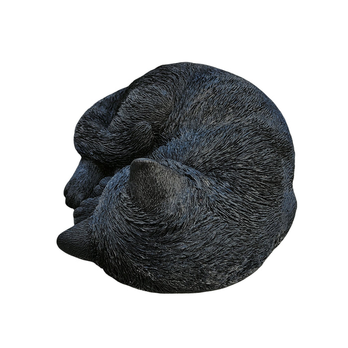 87728-E - Nocturnal Elegance: Black Polyresin Sleeping Cat Figurine Hi-Line Gift Ltd.