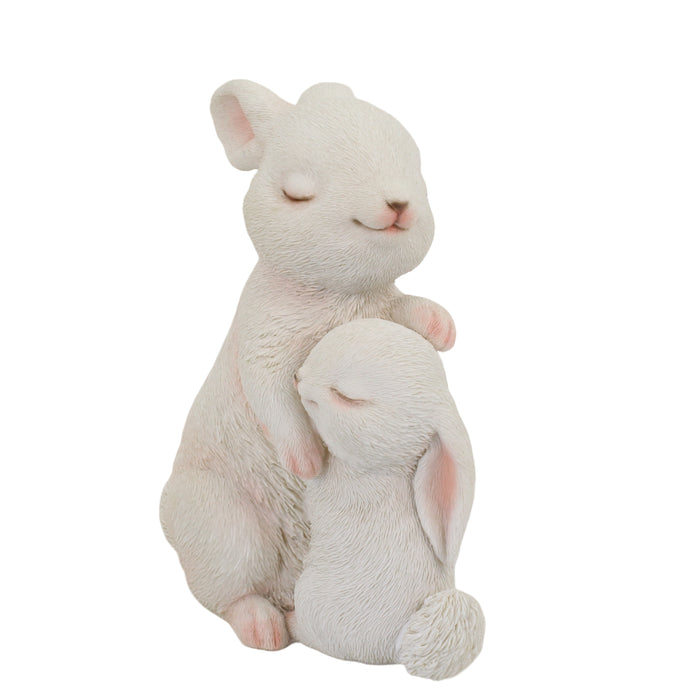 87739-E - Tender Moments: Polyresin Mother & Baby Rabbit Figurine in Elegant White Hi-Line Gift Ltd.
