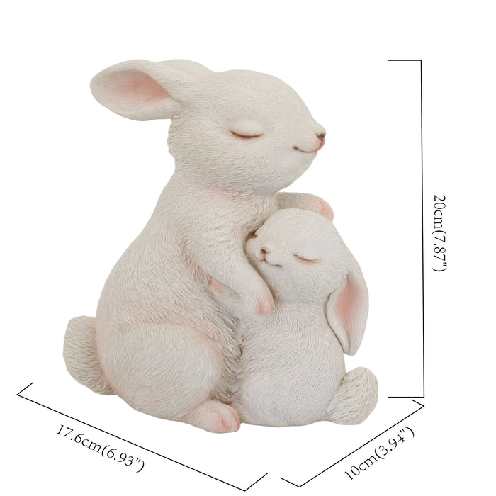 87739-E - Tender Moments: Polyresin Mother & Baby Rabbit Figurine in Elegant White Hi-Line Gift Ltd.