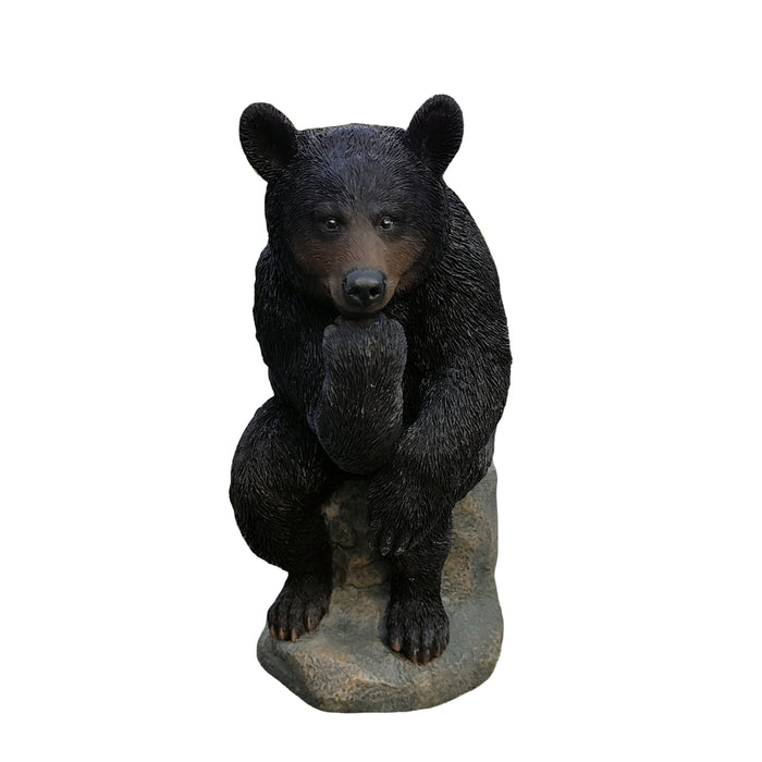 87957-Q - Onyx Contemplation: Intriguing Black Polyresin Thinking Bear Figurine Hi-Line Gift Ltd.