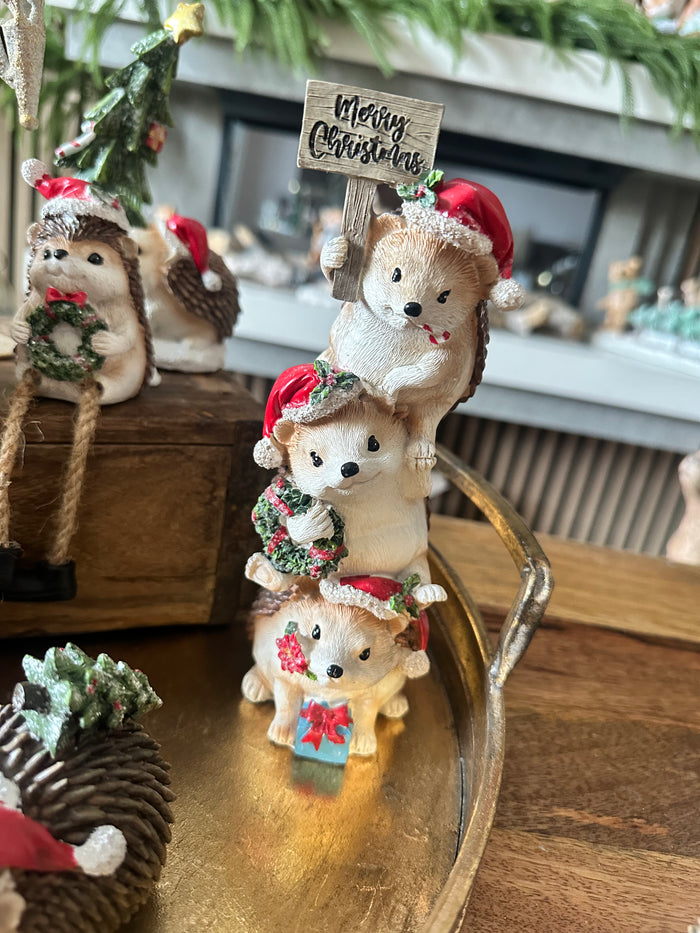 Trio Christmas Hedgehogs