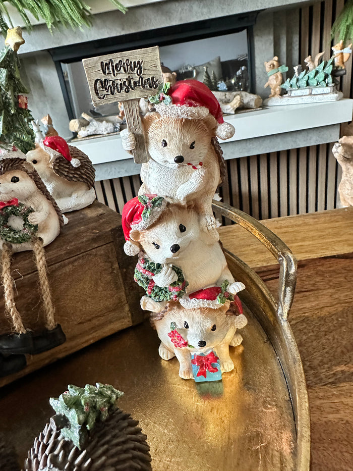 Trio Christmas Hedgehogs