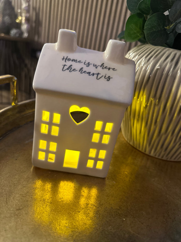 Light Up LED Ceramic House | Home is Where The Heart Is