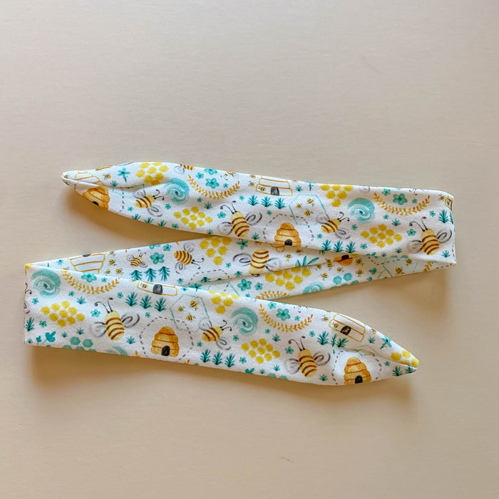 Adjustable Organic Cotton Bees Honey Hive Baby Headband
