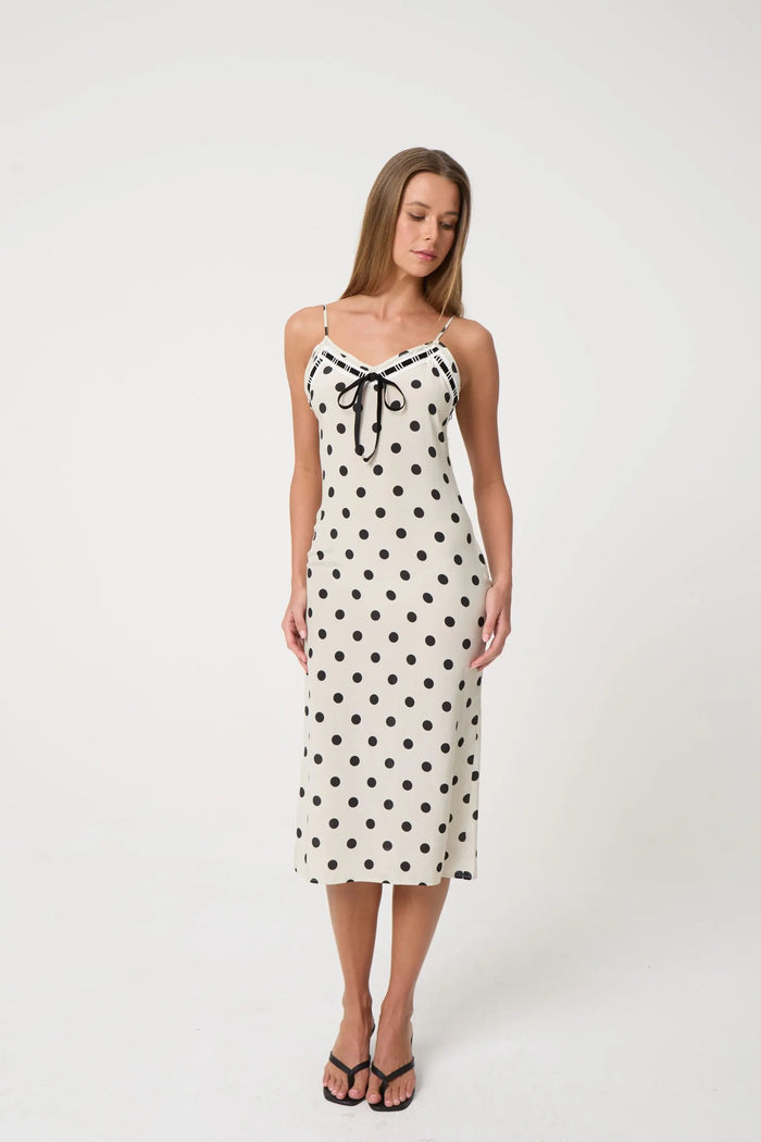 LUCIA MIDI DRESS | CREAM POCKA - Love McNicoll