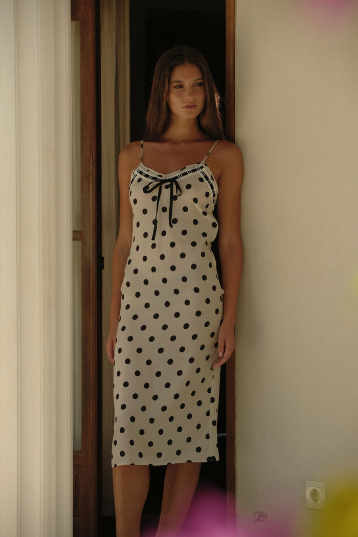LUCIA MIDI DRESS | CREAM POCKA - Love McNicoll