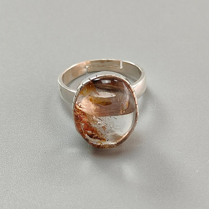 Amethyst Plain Silver Ring: 5.91gms Natural Untreated Super Seven Amethyst Fancy Shape Plain 925 Sterling Silver Bezel Set Adjustable Ring