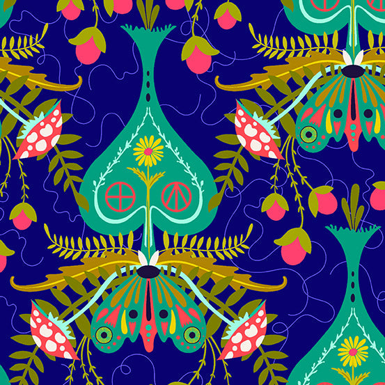 Andover Fabrics - Wildflowers - Spade Cobalt - A-667-B - Sold by the Half Yard