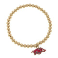 Arkansas Razorback Ball Bead Stretch Gold Bracelet