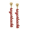 Arkansas Razorback Dangle Gold Earring