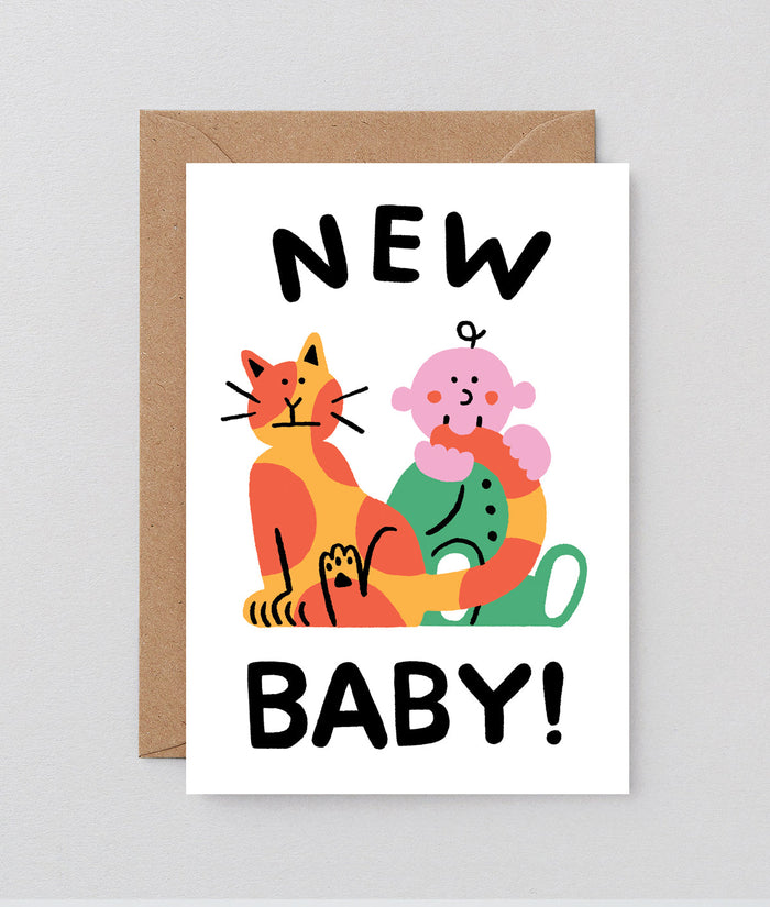 Baby and Cat New Baby Card