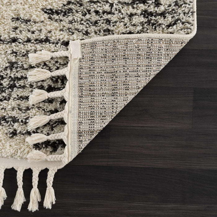 Beige and Charcoal Modern Geometrical Plush Pile Moroccan Style Area Rug - The Rug Decor