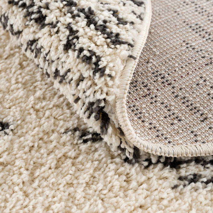 Beige and Charcoal Modern Geometrical Plush Pile Moroccan Style Area Rug - The Rug Decor