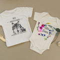 Big Brother Wolf & Little Sister Floral Organic Baby Set
