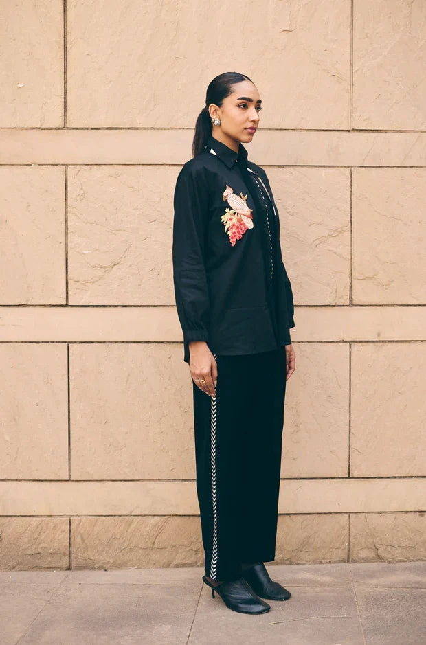 Black embroidered co ord set Singapore