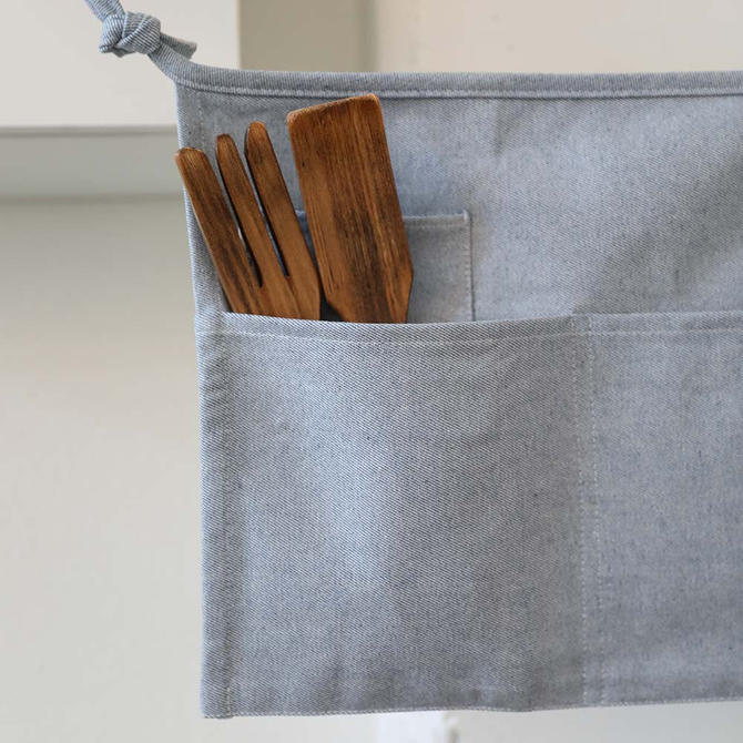 Blue Cotton Canvas Waist Apron