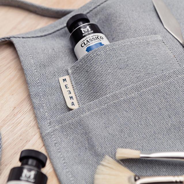 Blue Cotton Canvas Waist Apron