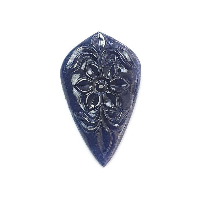 Blue Sapphire Gemstone Carving: 36.00cts Natural Untreated Sapphire Hand Carved Fancy Shape 33.5*20mm 1pc September Birthstone