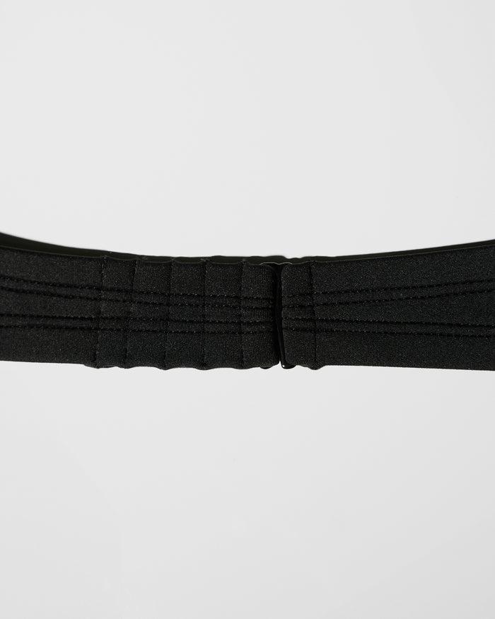 Detail shot of adjustable band on Bombshell Bikini Top - Black back view