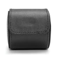Black British Racing single watch roll in compact leather with rounded ends and stitching