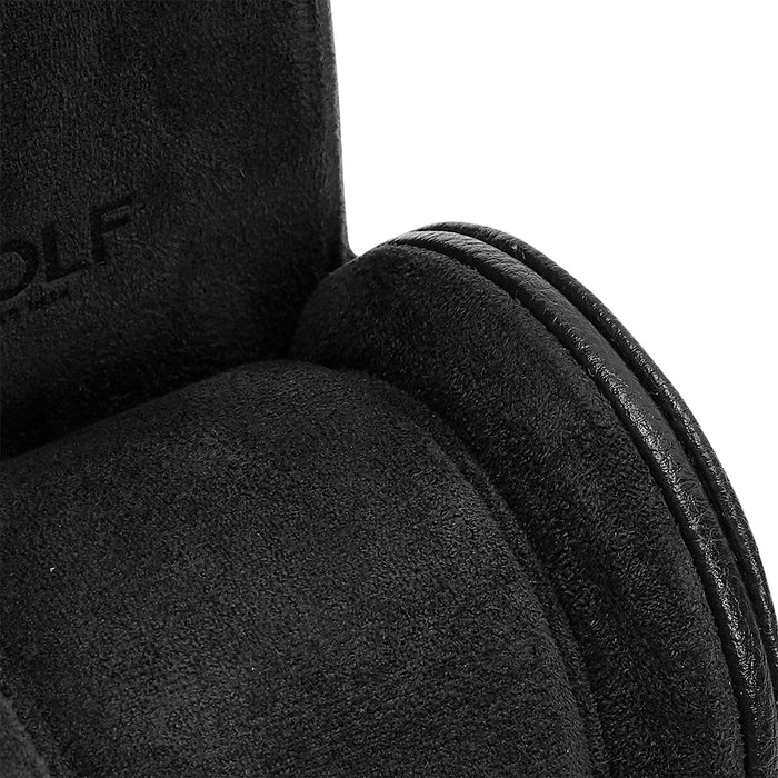 Close-up of the black suede interior and stitched edge on the watch roll