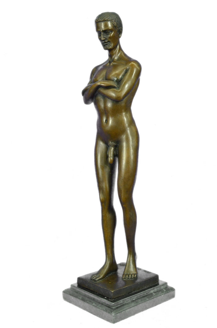BRONZE SCULPTURE GAY ART NUDE MALE STATUE SIGNED FIGURE FIGURINE FAST SHIPPING
