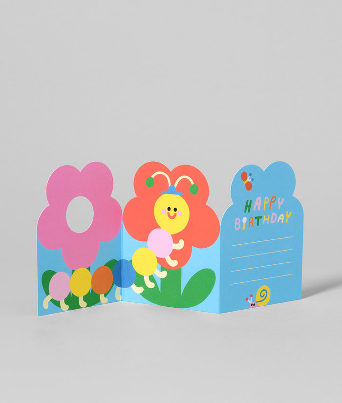 Bug & Flower Kids Fold Out Birthday Card