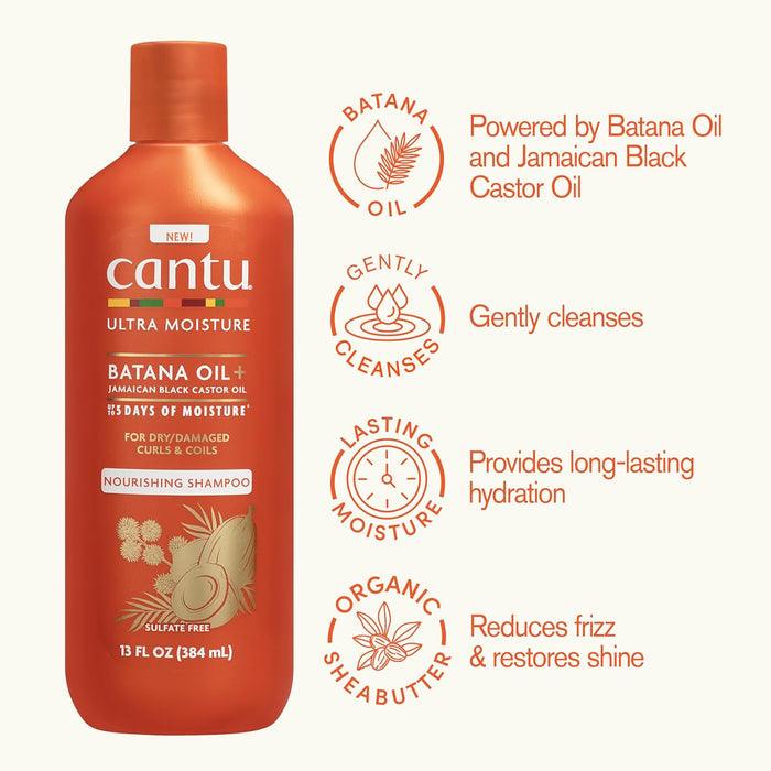 Cantu Ultra Moisture Batana Oil + Jamaican Castor Oil Nourishing Shampoo 384ml