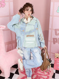 Cargo-Inspired Multi-Pocket Denim Patchwork Jacket