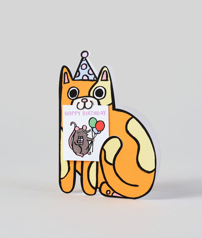 Cat With Mini Card Kids Birthday Card
